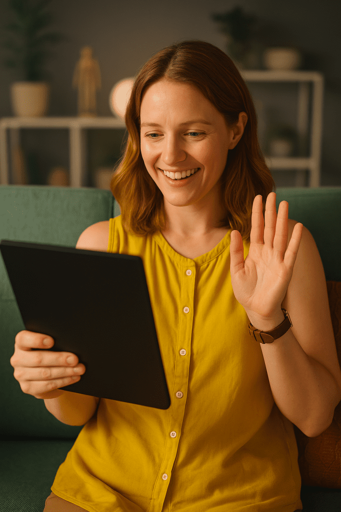 Woman talking on video call; consultation; telemedicine